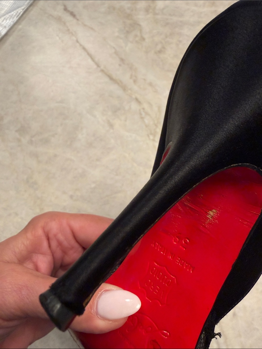 Gently worn Christian Louboutin Black Lace Pointed Toe Pumps with Pink Bow - Picture 10 of 10